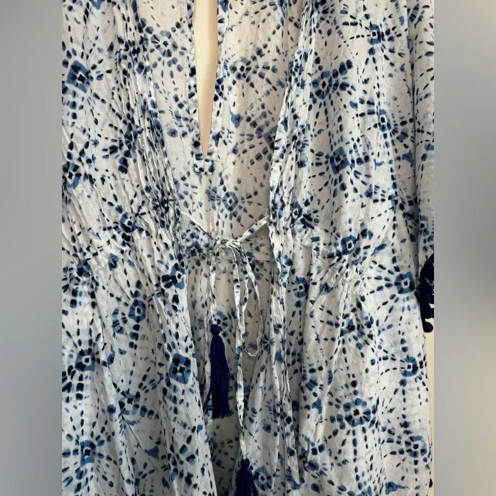 Mudo Blue Tie-dye Beach Coverup 100% cotton Size Medium/Large
